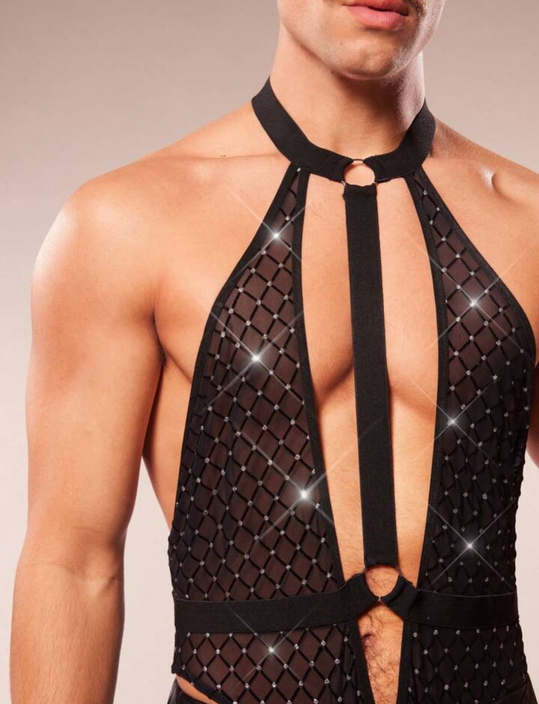 Midnight Crystal Mesh Bodysuit